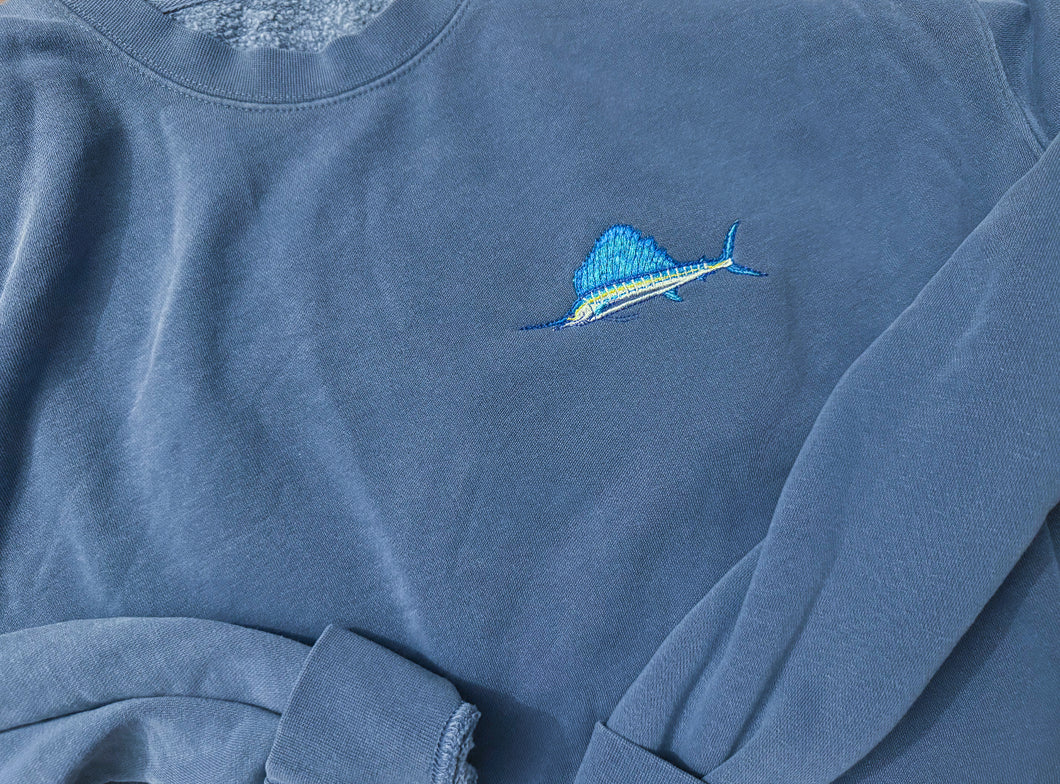 Unisex Embroidered Sailfish Crewneck