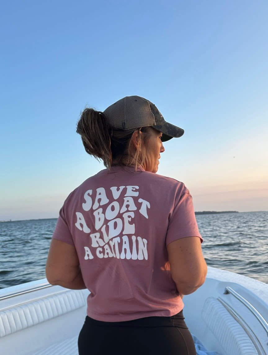 “Save a boat” cropped tee