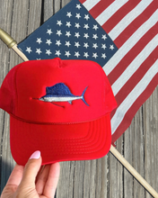 Load image into Gallery viewer, Patriotic Sailfish Trucker Hat 🇺🇸🎣
